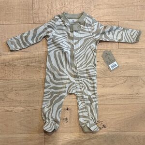 The Honest Company Cream and Tan Zebra Footie